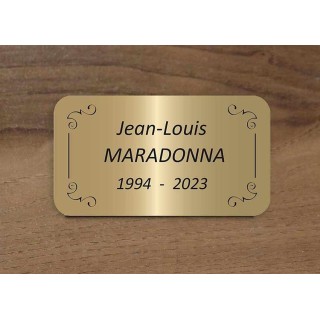 plaque funéraire dorée, de columbarium, OR, cadre baroque