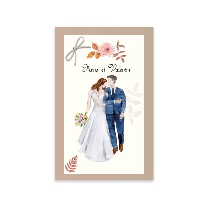 FAIRE PART MARIAGE, couple de maries en costume de cérémonie