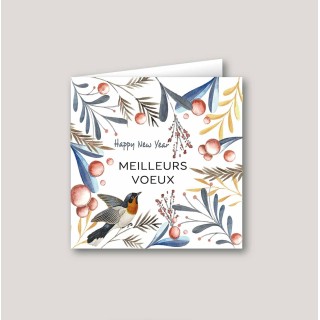 carte de VOEUX  entreprise personnalisée oiseau COLIBRI,