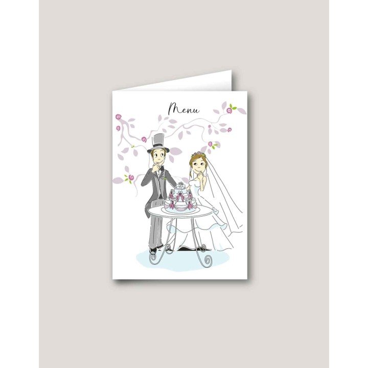 MENU  MARIAGE dessin des maries HUMOUR KALCUTA