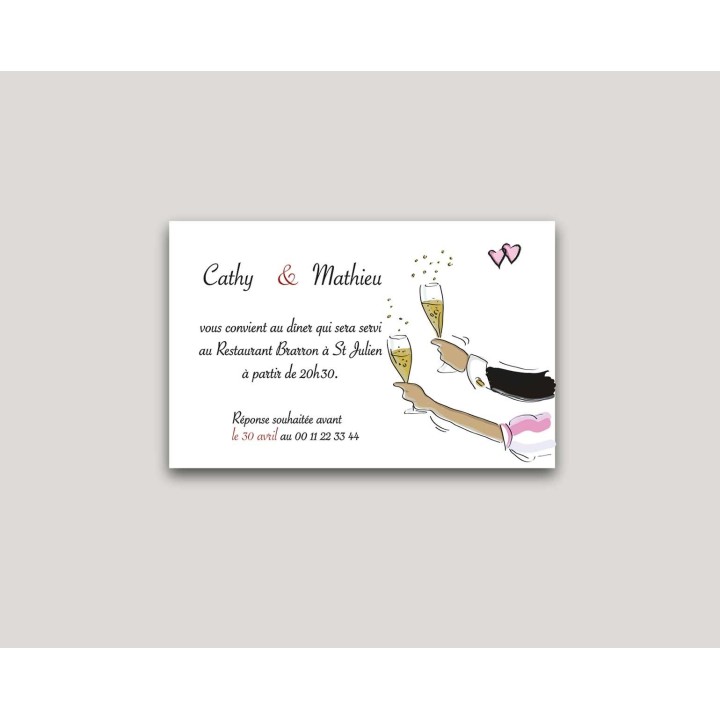 carte invitation MARIAGE LUISON,  humour maries sur le Péron de l'église