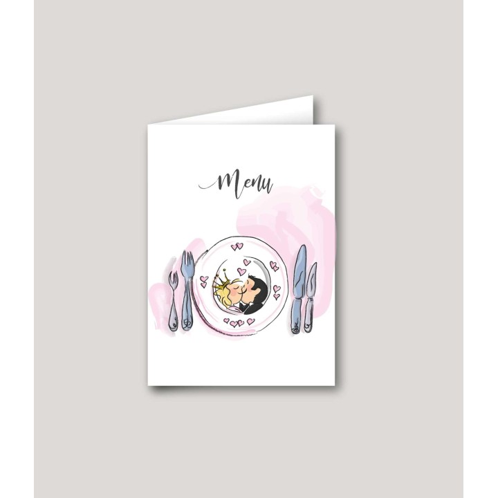 carte menu MARIAGE LUISON,  humour maries sur le Péron de l'église