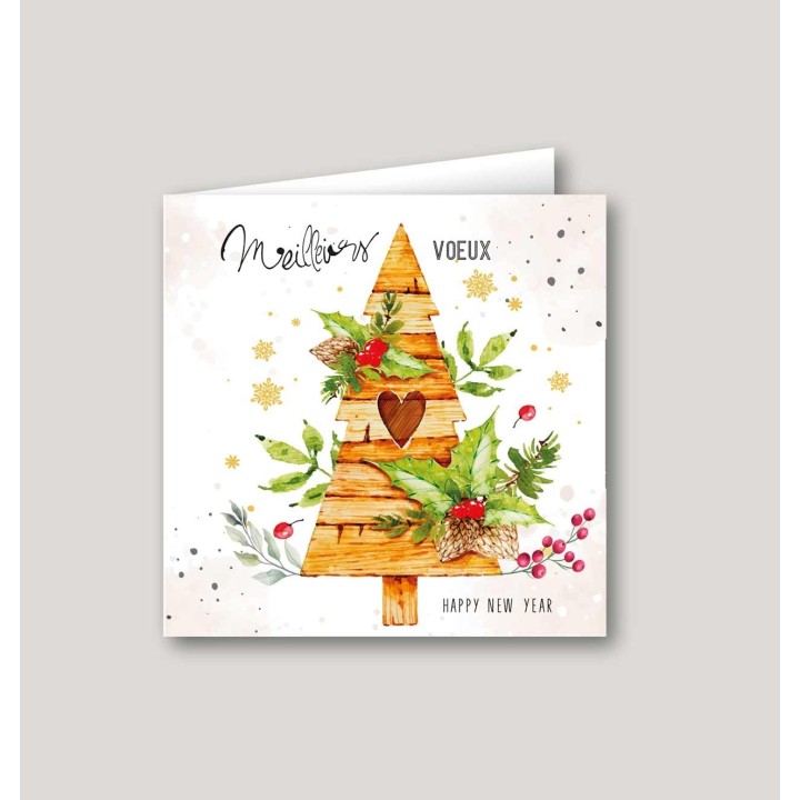 CARTE DE VOEUX GRAPHIQUE PIN ST SYLVESTRE, PERSONNALISEE