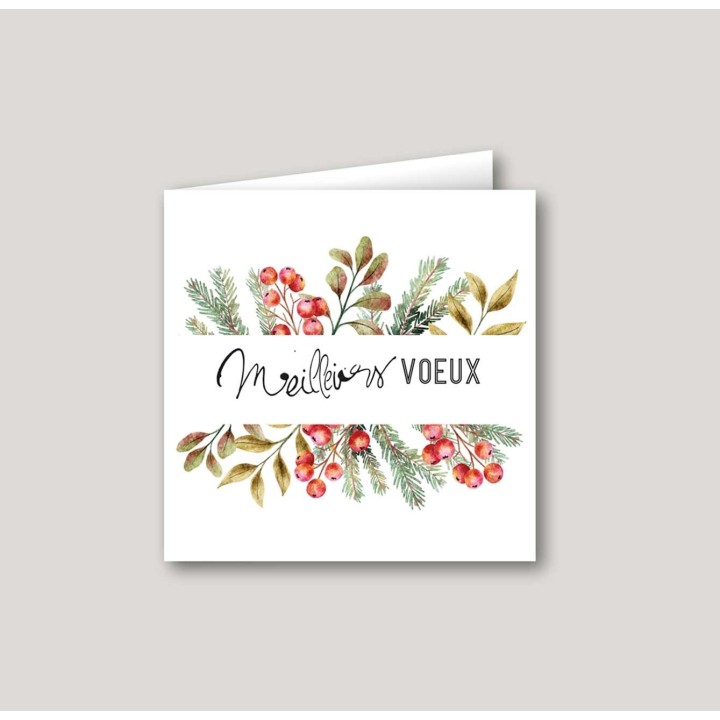 carte de vœux entreprise personnalisée  au symbole  AIGUILLE DE PIN,