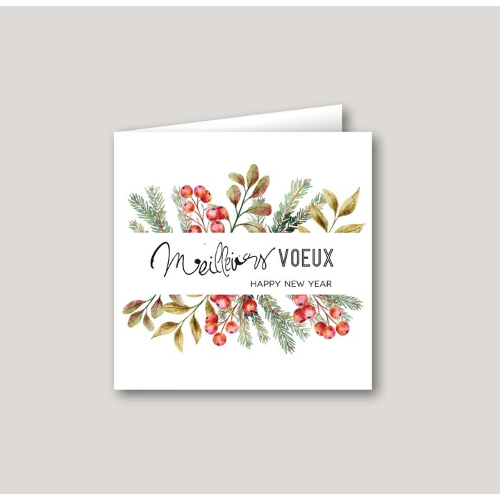 carte de vœux entreprise décorée en AIGUILLE DE PIN,