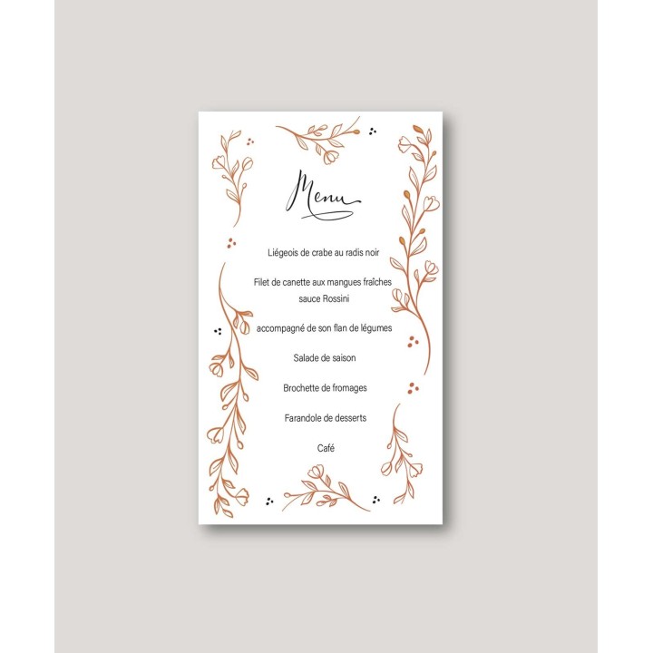 CARTON MENU FEUILLAGES
ton OCRE PERSONNALISE