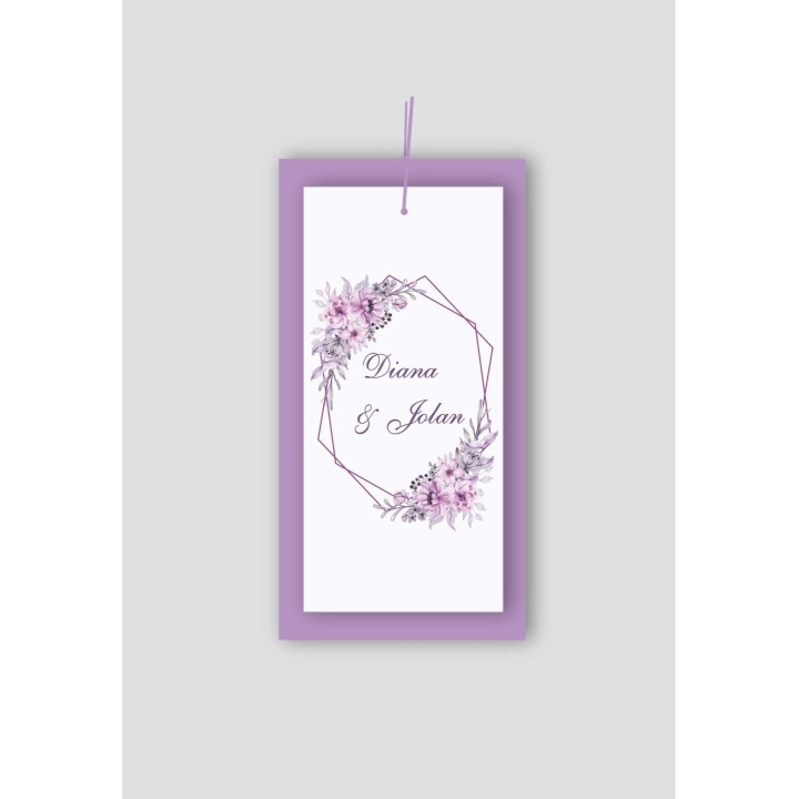 FAIRE PART MARIAGE FLEURS  AQUARELLE VIOLETTES, assemblés de 3 feuilles