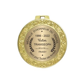 MEDAILLE d'OR, MEDAILLE d'honneur dorée personnalisée dans coffret ecrin