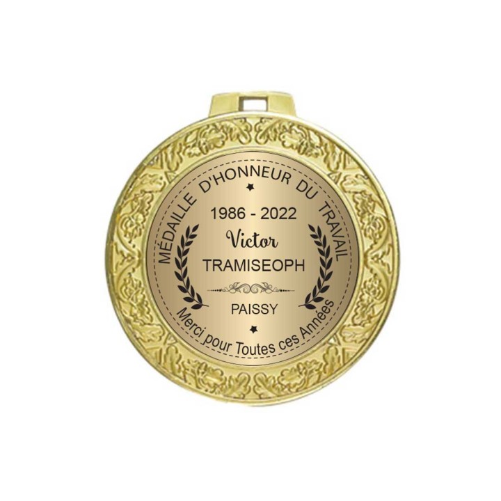 MEDAILLE d'OR, MEDAILLE d'honneur dorée personnalisée dans coffret ecrin