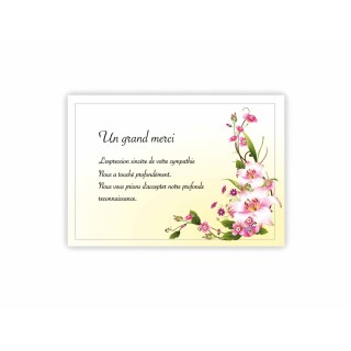 carte remerciements décès TOSCA,  carte décès  branche fleurs des iles