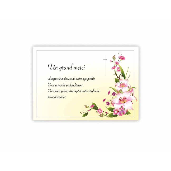 Remerciements décès TOSCA,  carte deuil,  branche fleurs des iles