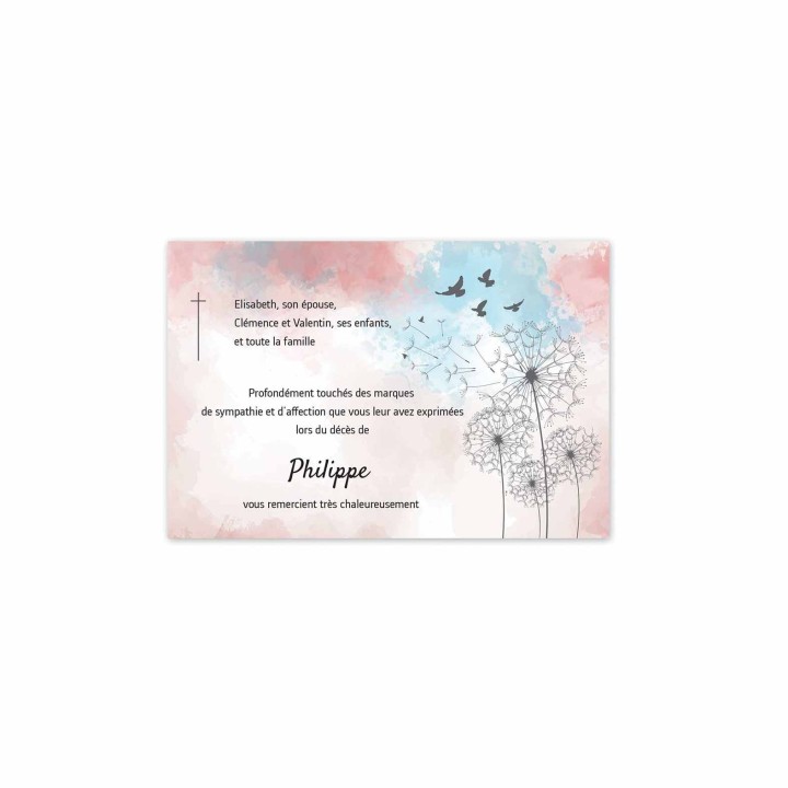 carte condoléances PISSENLIT magiques Adel'Art