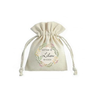 POCHON TOILE DE COTON A DRAGEE LILOU PERSONNALISE COULEUR