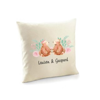 COUSSIN naturel personnalise  design couple, mariage, anniversaire