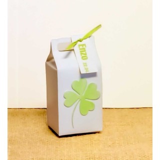 BOITE A DRAGÉE trèfle bonheur en 3D personnalisée Prénoms