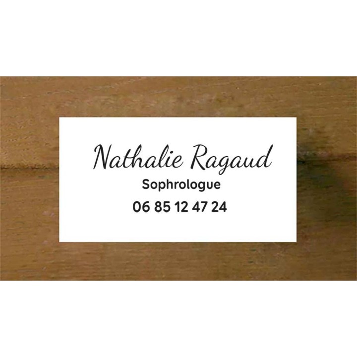 plaque gravée PVC  blanc lettres noires 14x7 cm  pro.  Sophrologue