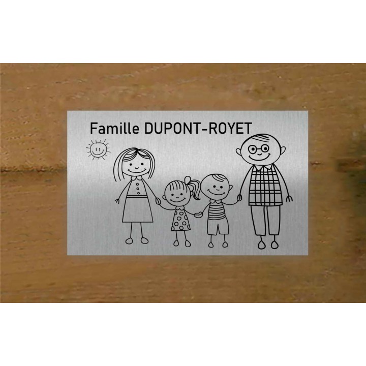 Plaque de Boîte aux Lettres ARGENT Personnalisée la Famille décor, original  gravure de qualité,  imprimeur graveur des alpes