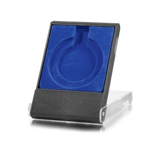 ECRIN DE MEDAILLE bleu 7 cm DE DIAMETTRE EN CHEVALET TRANSPARENT médaille de présentation