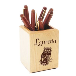 POT A CRAYON EN BOIS DE HETRE GRAVE ARTISALE CADEAU ECOLOGIQUE