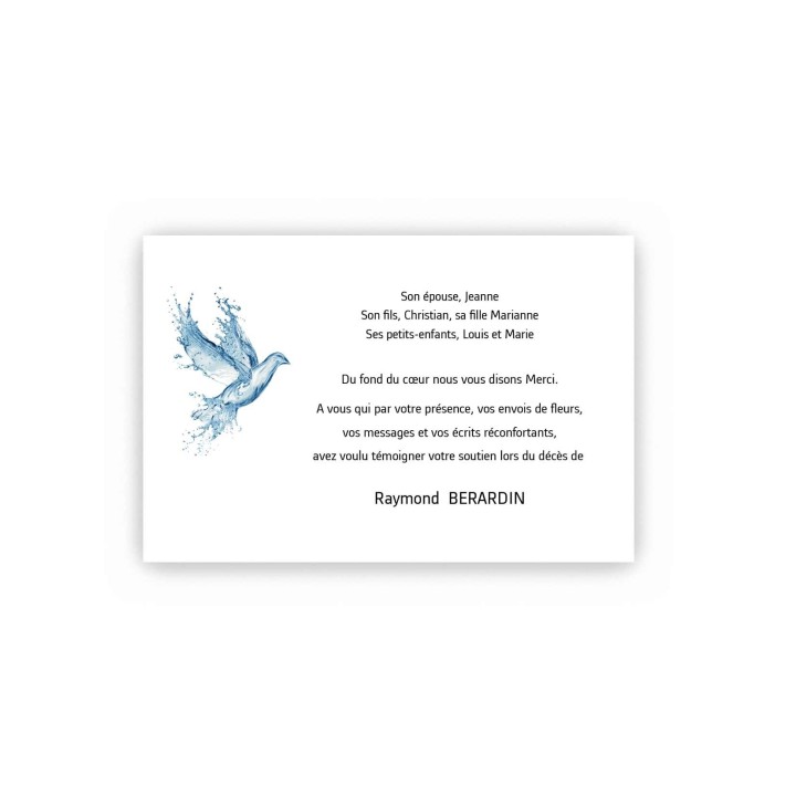 CARTE condoléances,  avis décès la COLOMBE BLEUE  ART