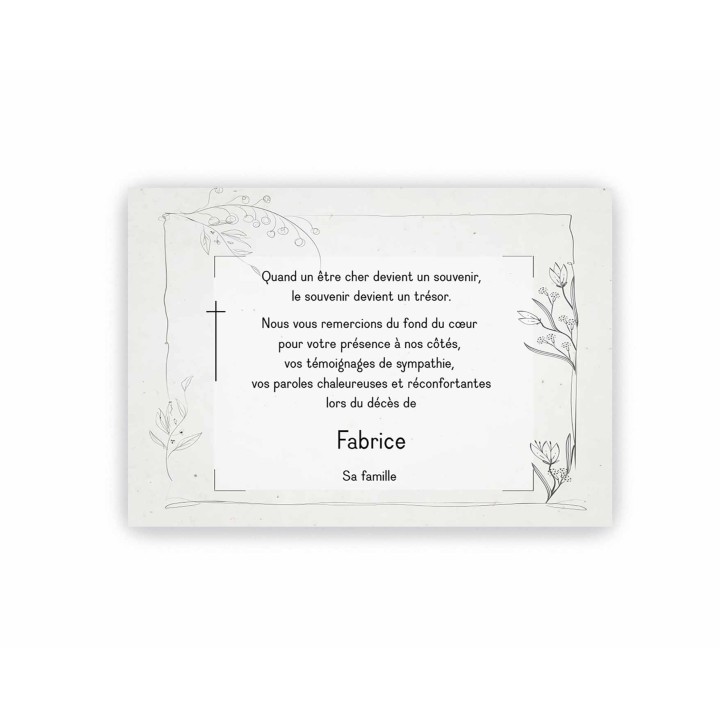 CARTE REMERCIEMENTS DECES MALYS PERSONNALISEE   CROIX CATHOLIQUE POUR DES CONDOLEANCES