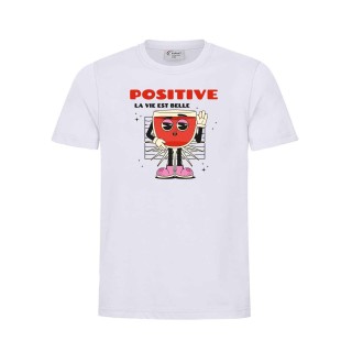 T-shirt blanc 140G personnalise  positive attitude  belle signature