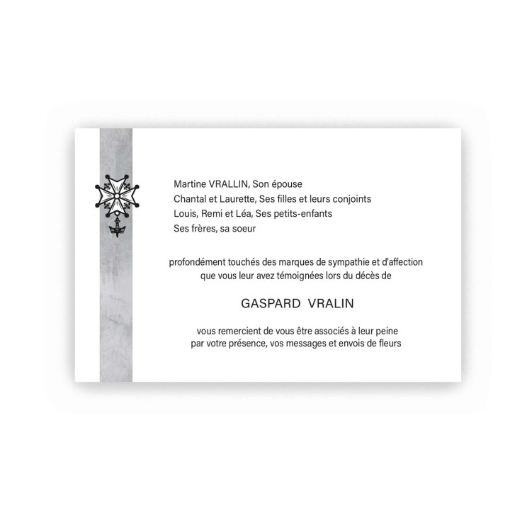 carte condoléances, CROIX HUGUENOTE remerciements deces carte
