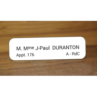 Plaque boite aux lettres blanche, Lettres noires