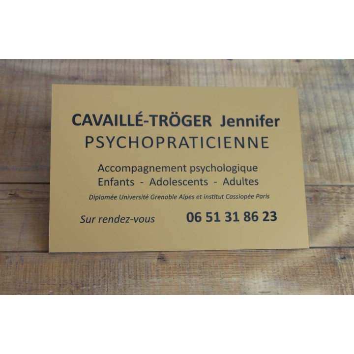 plaque OR économique gravure lettres  noires Grenoble