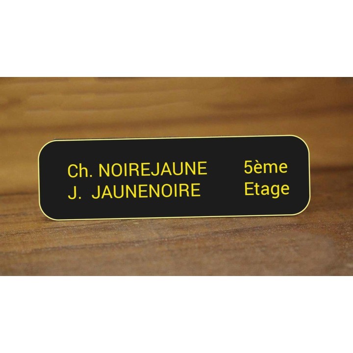 Plaque boite aux lettres NOIRE, Lettre JAUNES