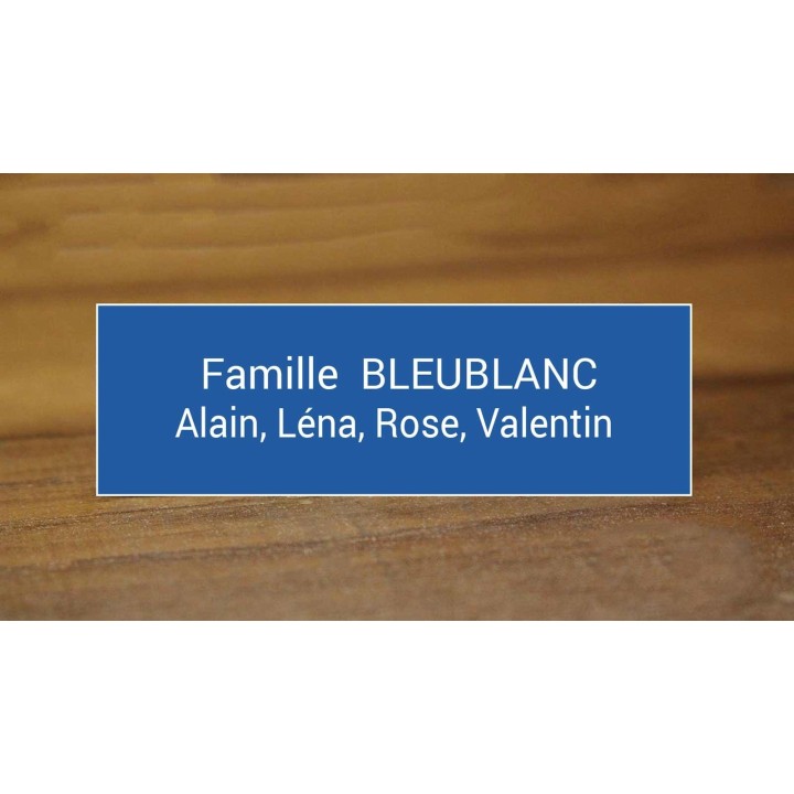 Plaque boite aux lettres BLEU, Lettre blanches