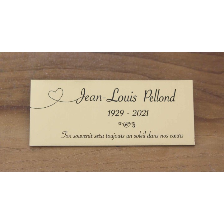 plaque de columbarium gravée
plaque funéraire pt'coeur