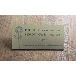 plaque columbarium la rose en tige gravée, plaque funéraire