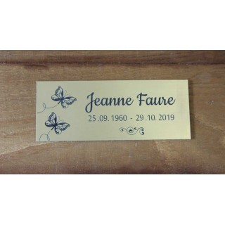 plaque funeraire  papillon de columbarium or ou argent