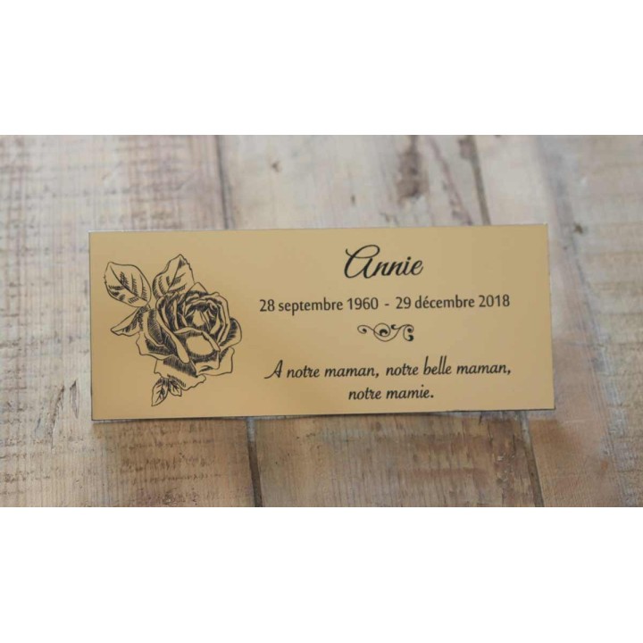 plaque Or funéraire et de columbarium, rose bouton