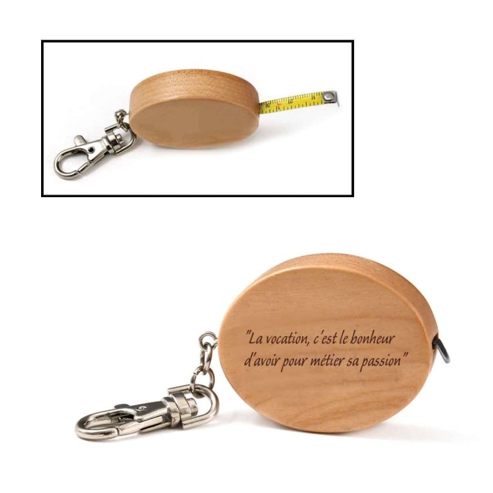 Porte Clé le mètre en bois de hêtre gravé