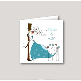 Faire part  mariage  graphisme les mariés "Charlène"