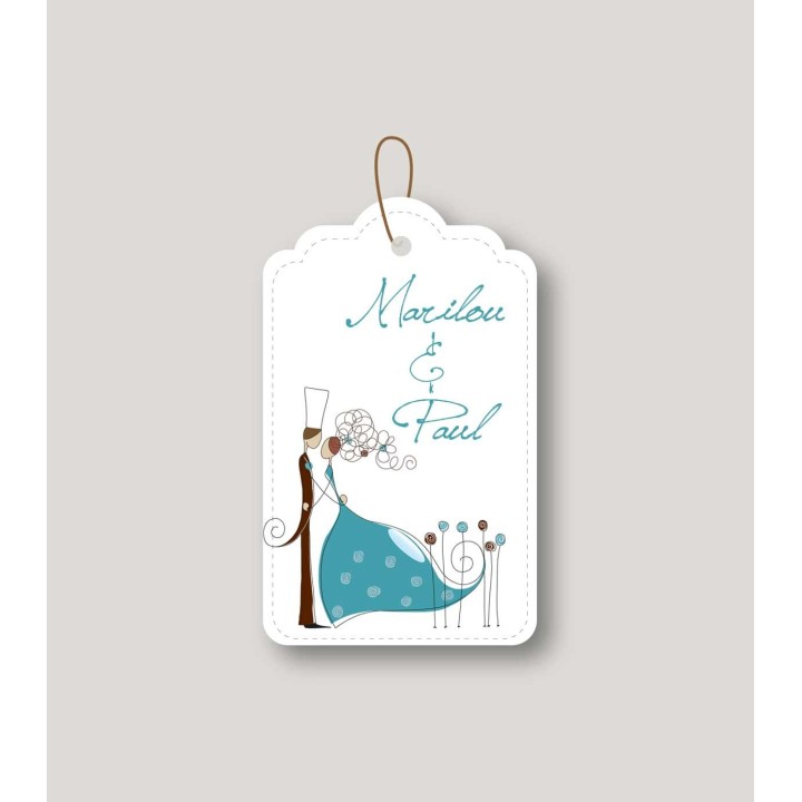 Étiquette mariage  graphisme les mariés "Charlène"