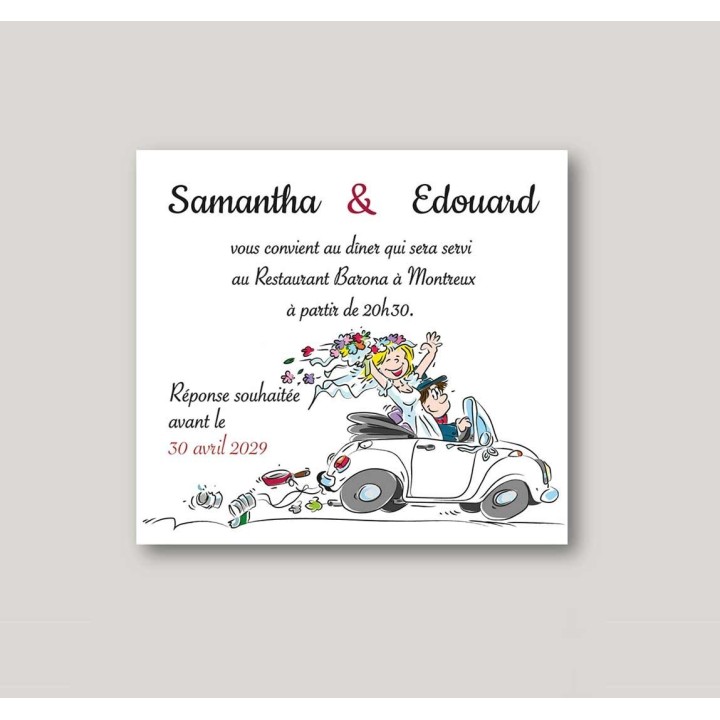 Carte invitation diner en voiture