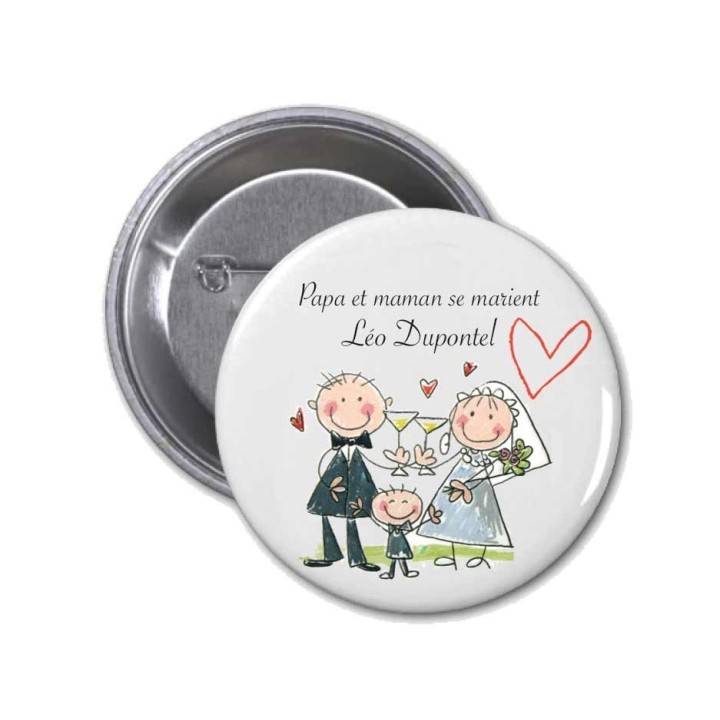 Badge personnalisé mariage papa et maman