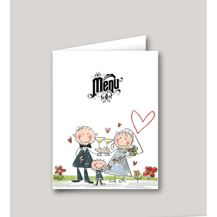 carton menu mariage papa & maman