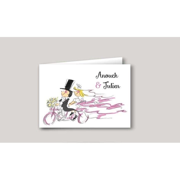 Faire part mariage en vélo ballade en amoureux