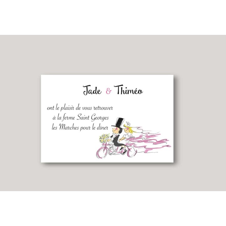 Carte invitation diner maries en vélo