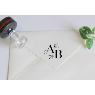 tampon carte, faire part lettres & initiales feuillages