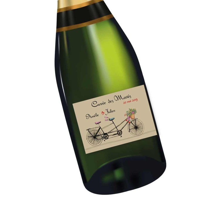 étiquette bouteille  kraft  tricycle, vélo à deux