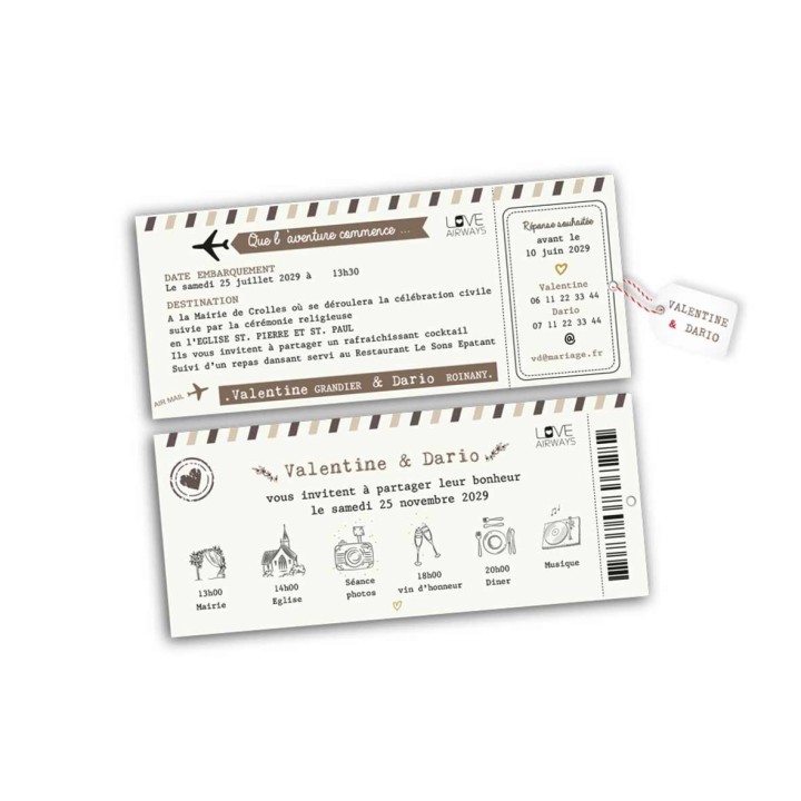 Billets invitation mariage, design