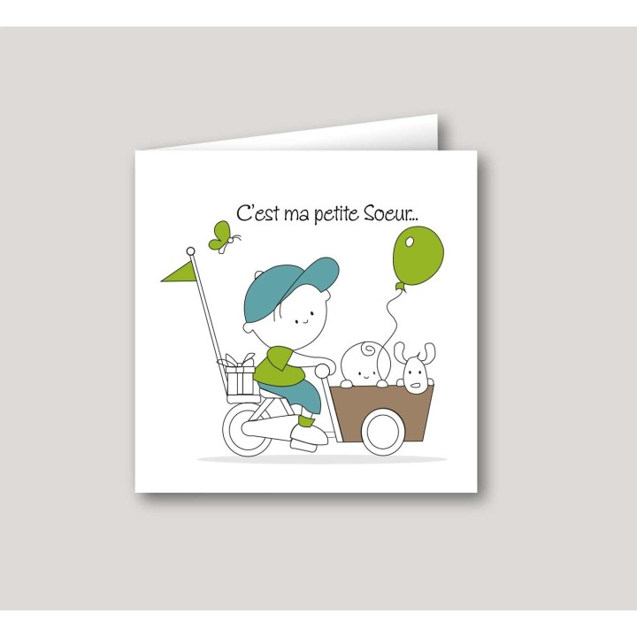 faire part de naissance, grand Frère promène petite sœur