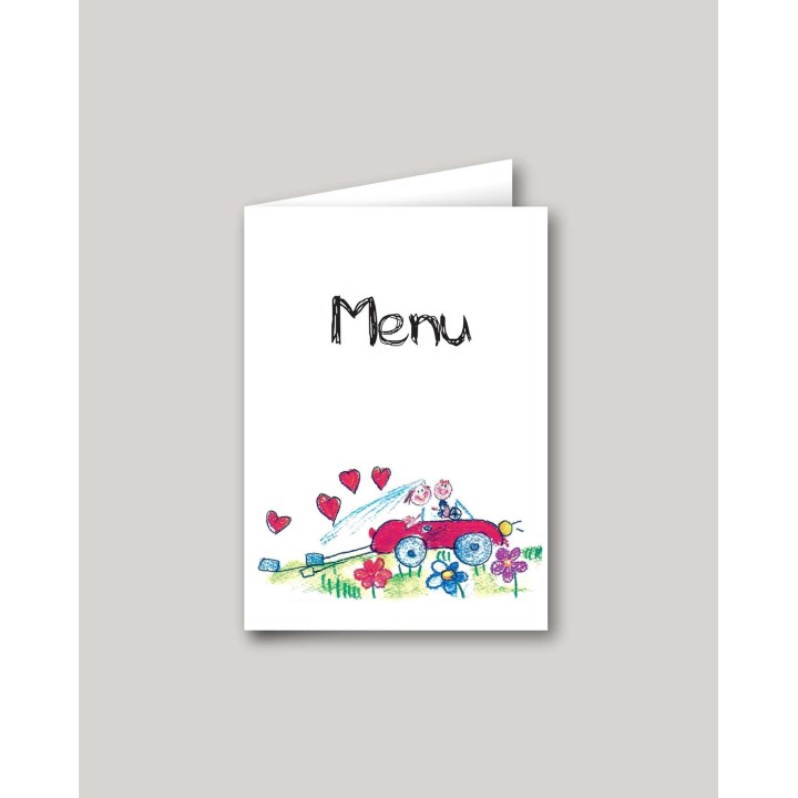 Carte menu mariage papa, maman se marient