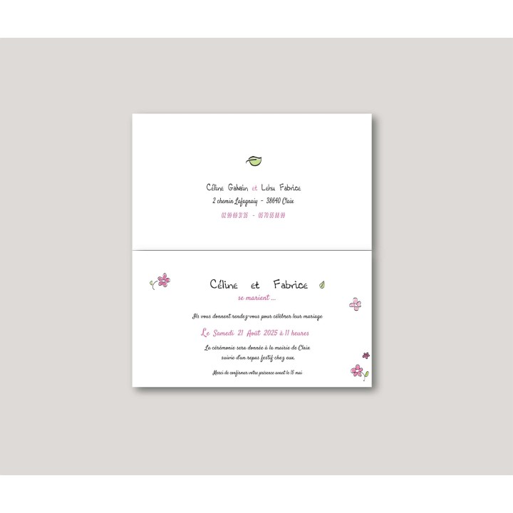 FAIRE-PART MARIAGE INVITATION CORDE AU COU
