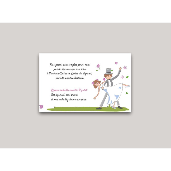 CARTE DINER MARIAGE CORDE AU COU